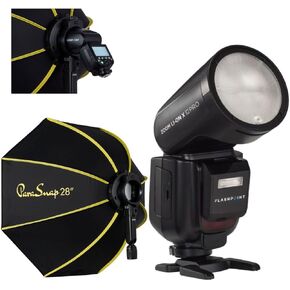 Flashpoint Zoom Li-on X PRO R2 TTL On-Camera Round Flash Speedlight for Sony (Godox V1 Pro) with Glow PS-B28K ParaSnap Octagonal Softbox (28")