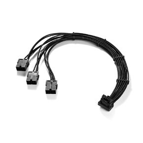 GPU Power Sleeved Cable Extension,12VHPWR 90 Degree PCIe 5.0 16Pin(12+4) to 3x8Pin Male to Female,12+4Pin Cable for RTX 4090/4080/4070TI/3090TI with Combs (Black, Type-Z)