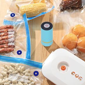 Handheld Vacuum Sealer Machine, Rechargable Cordless Vacuum Sealer for Food Storage and Clothes Packaing, Compatible with Vacuum Bags, Bottles, Jars and Canisters(Blue)