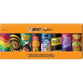 BIC Maxi Pocket Lighter, Special Edition Flick My BIC Series, 8 Count Pack of Lighters