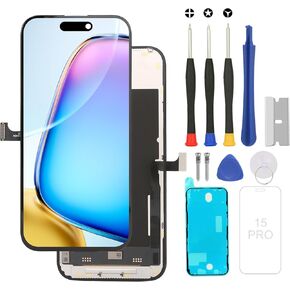 for iPhone 15 pro Screen Replacement Kit Full Assembly, iPhone 15 pro Replacement LCD Display Digitizer Screen with 3D Touch Digitizer and Repair Tools Kit for 6.1 inch iphone15 pro digitizer