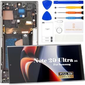 incell for Samsung Note 20 Ultra 4G Screen Replace for Samsung Galaxy Note 20 Ultra 5G LCD Screen Kits SM-N986U REAPIZER REACH ANDREACH ANDREACH مع إطار (أسود)