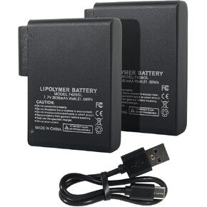 7.7V 2800mAh Rechargeable Lithium Polymer Batteries for Heated Gloves(2 PCS) + USB Cable, Support 3.5mm DC Jack, Rechargeable Batteries for Heated Gloves Socks Hats (Charger Not Included)