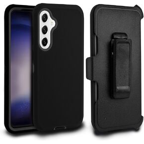 Designed for Samsung Galaxy S23 FE 5G 6.4 INCH Case with Belt Clip, Heavy Duty and Quad Layer Military Grade Protection Case Holster, with Fast Charging Charger and Cable Black