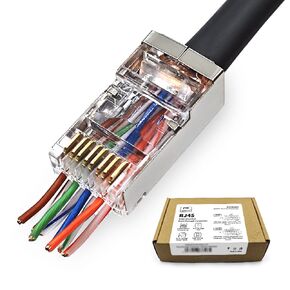 100 Pack Cat 6 Pass Through Shielded RJ45 Connector Modular Crimp Network Plug for 23AWG Cat6, Cat5, Cat5e SFTP and FTP Solid or Stranded Ethernet Cable