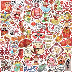 Chinese New Year Stickers, Holographic Chinese Zodiac Stickers, Luna New Year Stickers, Waterproof Animal Zodiac Decal Decoration for Water Bottles, Laptops, Books, Skateboard