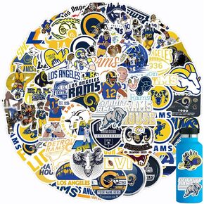 104Pcs Football Rugby Stickers for Water Bottle, Rams Rugby Decal Decoration Sticker for Boys，Waterproof Decals for Laptop，Computer，Phone Case，Car，Guitar，Bumper，Skateboard，Gifts for Adults Teens