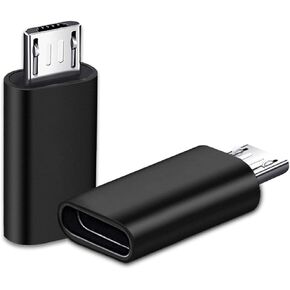 USB C to Micro USB Adapter 2 Pack, Micro USB (Male) to USB C (Female) Adapter Compatible with Samsung Galaxy S7/S6/S5/S4/S3, Note 5/4/3, Android Phones and microUSB Devices (Black)