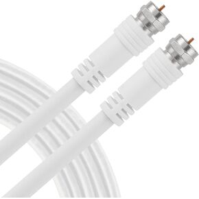 UltraPro RG6 Coaxial Cable 3ft. White, F-Type Connectors, Double Shielded Coax, Input Output, Ideal for TV Antenna, Satellite, DVR VCR, Cable Box, Home Theater, 52166