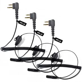 HYS 2-Pin to 3.5mm Female Plug Adaptor Coil Cable with PTT&Mic for 2pin M Motorola Walkie Talkie–Connects to Listen Only 3.5mm Jack Headset and CP200 RDU RMU Two Way Handheld Amateur/Ham Radio (3pcs)