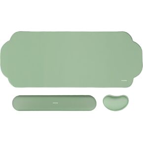 MOSISO Large Mouse Pad&Wrist Rest Support for Mouse&Keyboard, Ergonomic Memory Foam Pain Relief Easy Typing Wrist Rest Pad for Home/Office, Non-Slip Base Creative Elliptical Edge Desk Mat, Green