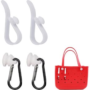 4 Pcs Hooks for Bogg Bags, Carabiner Hooks with Keychain Holder Charms to Organize Valuables in Your Beach Tote & Easily Find Your Keys