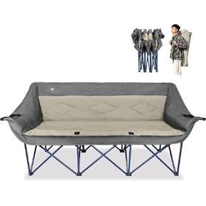 Oversized 3 Person Camping Chair for Adults,Outdoor Folding Sofa Heavy-Duty Loveseat Couch Chair with Thick Padding for Family,Garden,Campsites,Backyard Parties,Supports 900 LBS