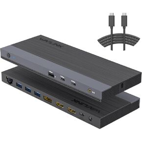 WAVLINK USB C Docking Station with 130W Power Adapter, Triple Display USB Type C to Dual HDMI Dock, 2 HDMI, DisplayPort, 100W PD3.0 Charging for Laptop, Ethernet, 4 USB 3.0, 2 USB C, Audio