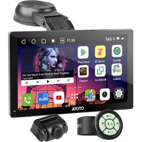 ATOTO P9 7inch QLED Android Digital Media Receivers, 4G+32G Portable Car Stereo with Wireless CarPlay & Android Auto, 4G LTE, Dual BT, GPS Tracking, HDMI Input and 1080P Front Camera,P907PR-S1