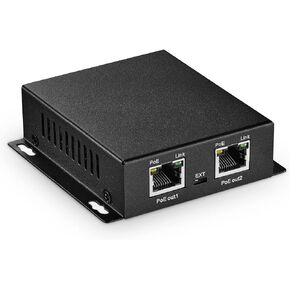 MokerLink 3 Ports Gigabit PoE Passthrough Switch, IEEE 802.3af/at PoE Repeater, 100/1000Mbps, 1 PoE in 2 PoE Out, Wall Mount, PoE Extender/Injector/Network Extender Three in one
