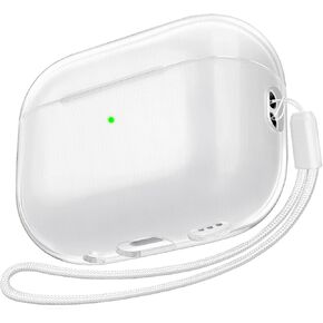 AIRSPO Airpods Pro 2nd Generation Case Cover, Clear Soft TPU Protective Cover Compatible with Apple AirPods Pro 2 Wireless Charging Case with Keychain and Lanyard (Clear)