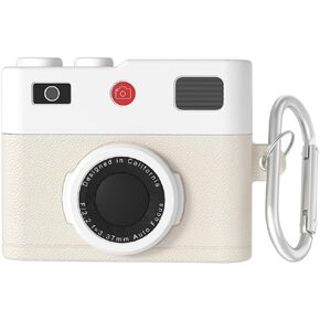 for Pro 2nd/1st Case,Compatible with Airpods Pro 2nd/1st Generation Case (2022/2019), Camera Style Design, with Keychain,Wireless Charging (Camera White)