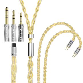 ARTTI A3 Pure Earphone Cable 2.5/3.5/4.4mm 3in1 Plug 4 Cores 288 Strands Silver-Plated 7N OCC Copper 2pin/MMCX/QDC Detachable Earbuds Cable, IEM Replacement Upgrade Cable (2PIN Straight)