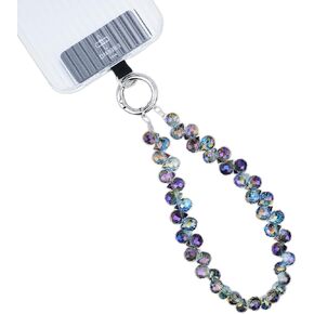 Beaded Phone Wrist Strap Mobile Phone Strap Crystal Wrist Lanyard Detachable Phone Wristlet with Phone Tether Tab (Amethyst)