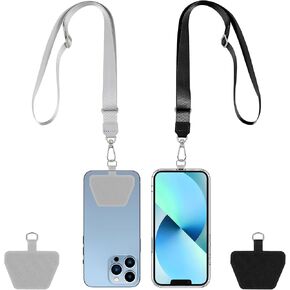 2 Sets Phone Lanyard and Phone Patches, Adjustable Neck Strap, Universal Cell Phone Neck Crossbody Adjustable Lanyard, Wristlet Keychain with Patch Works with All Smartphones Cases