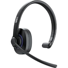 TK01 Wireless Headset with Mic for Work, Bluetooth On Ear Headphones with Noise Cancelling Microphone, Single Ear Headphones for Computer Laptop PC, for Office Call Center