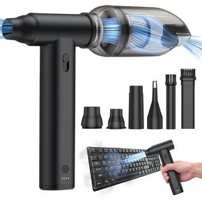 jigiu 2 في 1 Duster Air Electric و Mini Vacuum 125000 دورة في الدقيقة منفاخ هواء مضغوط هواء منضان الهواء اللاسلكي مع 4 فوهات لتنظيف الأجهزة الكهربائية للوحة المفاتيح