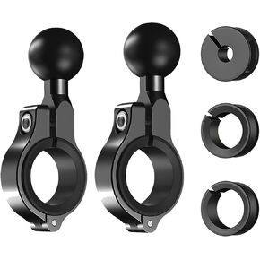 1 inch Ball Mounts Handlebar Mount Base Aluminum, 1" Ball Adapter with 1" TPU Ball for Round Rail Diameter 0.5"/0.87"/1"/1.26", Compatible with RAM Mounts B Size Double Socket Arms (2pcs)