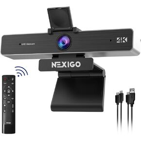 NexiGo Zoom Certified, N950P (Gen 2) 4K Zoomable Webcam, RF Remote, Sony_Starvis Sensor, 5X Digital Zoom, Pro Web Camera with Dual Stereo Mics, for Zoom Skype Teams Twitch