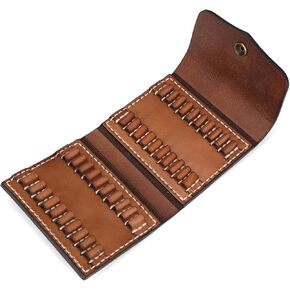 TOURBON Leather Ammo Wallet .22 .17 Cartridge Pouch Belt Ammunition Carrier Rifle Shell Holder