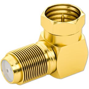 Goupchn 2 Pack F Type Right Angle Male to Female Adapters RG6 Gold Plated Coaxial Connectors for Coax Cables, Wall Mounted TV, Wall Plates