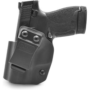 GRITR IWB Kydex Right/Left Hand Gun Holster Compatible with Smith & Wesson M&P Shield/M&P Shield Plus with 1.5" Belt Clip, Open Bottom, Optic Cut, Adjustable Retention