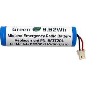High Capacity 2600mAh Replacement Battery for Midland Emergency Radio ER200 ER210 ER300 ER310 PN: BATT20L 3.7V li-ion Rechargeable Battery Pack