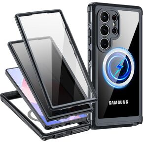 Privacy Case for Samsung Galaxy S25 Ultra, with Built-in Anti Peep&HD Screen Protector [Military Grade Protection] Shockproof Anti Spy Magnetic Back Phone Case for S25 Ultra 5G, Black