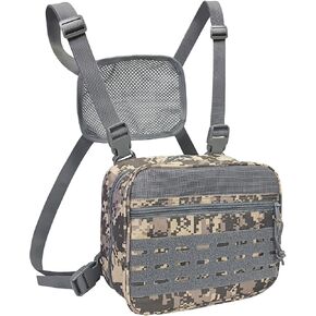 SUNRISING Tactical Admin Pouch Modular Tool Bag Tactical Molle Management Bag Detachable Magazine Pouches Plate with Strap Large Capacity Men's Chest Bag for Hunting Running Fly Fishing