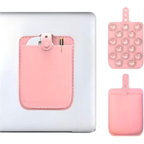 Reusable Compact Silicone Mouse Pouch for Laptop, Mouse Holder for Wireless Mouse, Mouse Sleeve for Laptop with Strong Suction for iPad/MacBook Use (Pink)