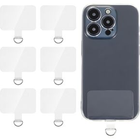6 Pcs Universal Phone Lanyard Tab, Non-Adhesive Phone Lanyard Patch, Square Type with Silver Buckle, Replacement Part for Cell Phone Strap, Tether Tab for Phone Lanyard