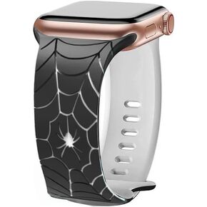 Spider Web Pattern Silicone Band for Apple Watch, Compatible with 38mm 40mm 41mm 42mm 44mm 45mm 49mm iWatch Ultra Series 10 9 8 7 6 5 4 3 2 1 SE