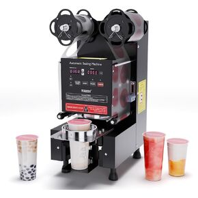 Cup Sealing Machine Full Automatic Cup Sealer Machine88/90/95mm All-Auto Machine! 500-600 Cups/H, LCD Digital Controls for Bubble Tea, Coffee & Delights