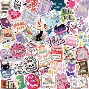 50PCS Book Stickers for Kindle Holographic Reading Stickers Bookish Stickers for Adults Holographic Book Cover Stickers Kindle Aesthetic Stickers Booktok Stickers