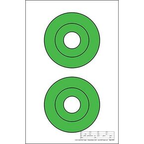 EZ2C Red Dot Optics Targets: Two 6.5" Green Bullseyes Targets | Optic Zeroing Shooting Paper Targets | High Visibility Firearms and Rifles Targets 11" x 17" - Style 1 (25 Count)