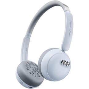 Retro Bluetooth Headphones, Hybrid Active Noise Cancelling Headphones, On-Ear Bluetooth Headphones, Bluetooth V 5.4, 60 Hours Playtime, Built-in Microphone, Old School Style (Blue)