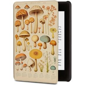 Case for Kindle Paperwhite 11th Generation 6.8", Durable PU Leather Cover with Auto Wake/Sleep Cover for Kindle Paperwhite 11th Generation and Signature Edition 2021 Released, Retro Mushroom