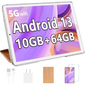 2025 Tablet Android 13 Tablet 10.1 inch with Octa-Core Processor,10GB RAM+64GB ROM (Expand to 1TB),Dual 5MP+8MP Camera,WiFi, Bluetooth, GPS,6000mAh -Gold