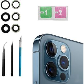 3 pcs(1 set) Max Sapphire Rear Back Camera Glass Lens Replacement for iPhone 12 Pro Max with Pre-Installed Adhesive and Repair Toolkit