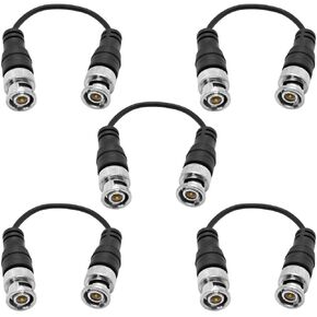 Seismic Audio - SAPT528-5 Pack of 6 Inch Male to Male Coax Patch Jumper Cables - BNC-59 Jacks RG174 - Connects Two Female Coax Cords