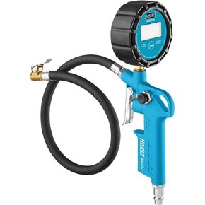 HAZET tire pressure gauge 9041D-1 I Digital display, illuminated, measuring range: 0-174 psi, hose length: 15.75 inches, pressure gauge diameter: 2.48 inches I Tire pressure gauge for cars