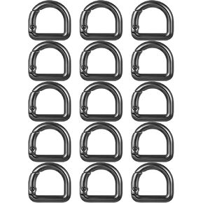 15 Pcs Small D Ring Carabiner Clips, Black D Rings for Purse Metal Snap Hook Buckle for Shoulder Bag Wallet Paracord Keychain Dog Chain.