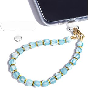 Natural raw stone beaded phone wrist strap, detachable shiny amethyst phone lanyard chain, key chain,Handbag chain