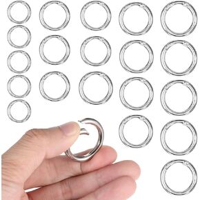 20 PCS Round Carabiner Clip Circle Clips Rings Spring Ring Clasp Purse Ring Snap Trigger Buckle 4 Styles Metal Spring O Rings Clip Keychain for Bag Purse Handbag Strap Craft Jewelry Making (Silver)